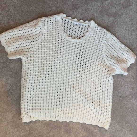 GAP White Crochet Crew Neck Sweater, Size XL - Picture 1 of 5